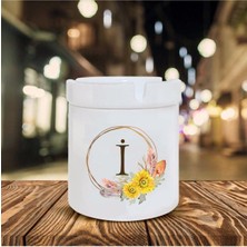 Hediyara Çiçek Desenli I Harfi Baskılı Seramik Şık Küllük