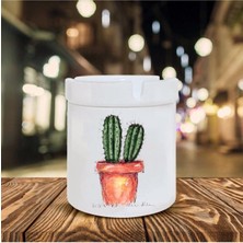 Hediyara Kaktüs Baskılı Seramik Şık Küllük