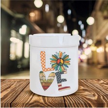 Hediyara Love Baskılı Seramik Şık Küllük