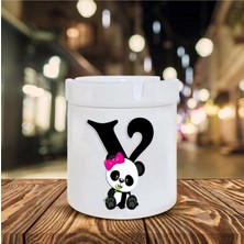 Hediyara Panda Desenli Y Harfi Baskılı Seramik Şık Küllük