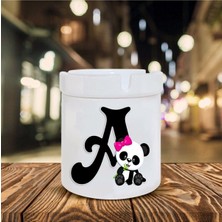 Hediyara Panda Desenli A Harfi Baskılı Seramik Küllük