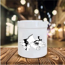 Hediyara Yüz Temalı Baskılı Seramik Şık Küllük