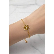 Çekirdek Jewelry 925 Ayar Gümüş Zeytinyağı Taşlı Lotus Bileklik