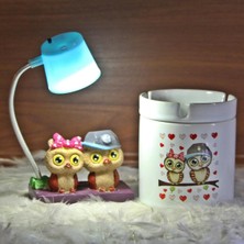 Hediyara Best Friends Baykuş Puf Yastık Baykuş Seramik Küllük Best Friends Kutulu Kupa Hediye Seti