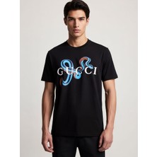 Gucci  Önü Baskılı Bisiklet Yaka T-Shirt