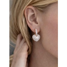 Solène  Zen Rose Gold Silver Zirkon Taşlı Kalp Tasarım Vip Küpe