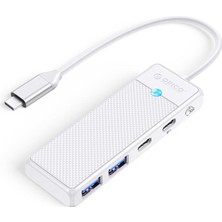 Delixa 4 Portlu Type-C To USB 3.0 / Type-C Pd 100W Yüksek Hızlı 5gbps Hub Çoklayıcı Beyaz