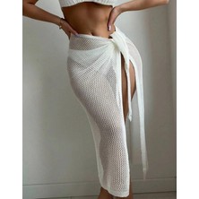 Yuga Knitting Ajur Desen  Yazlık Triko Örgü Plaj Elbisesi Pareo