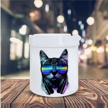 Hediyara Dj Cool Cat's Sevimli Kedi Baskılı Küllük Kül Tablası-11055