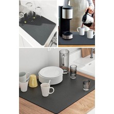 Delixa Bulaşık Kurutma Matı Süper Su Emici Tezgah Üstü Bulaşıklık Mikrofiber Paspas Siyah 35X50CM