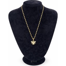 Pangu Altın Renk Çelik Arı Figürlü Taşlı Kolye