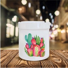 Hediyara Kaktüs Baskılı Seramik Şık Küllük