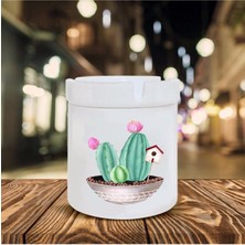 Hediyara Kaktüs Baskılı Seramik Şık Küllük