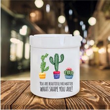 Hediyara Kaktüs Baskılı Seramik Şık Küllük