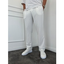 KağanKY Beyaz Fitilli Baggy Pantolon