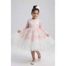 Mnk Baby & Kids Kız Çocuk Ispanyol Kol Tül Detaylı Kabarık Etekli Özel Gün Düğün Elbisesi M00793