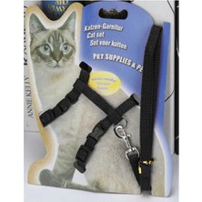 Delixa Kedi Göğüs Tasması ve Gezdirme Seti No: 113 Siyah