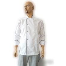 Beyaz Siyah Biyeli Aşçı Kıyafeti