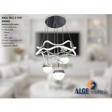 Alge Avize Kral Tacı 3 Top Krom Modern LED Avize