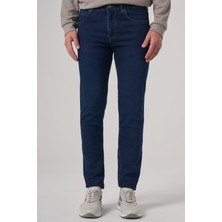 Morven  Erkek Koyu Mavi Denim 5 Cep Slim Fit Jean Kot Pantolon