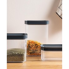 Delixa English Home Boston Plastik 3’lü Dikdörtgen Erzak Kabı 700 + 1500 + 2000 ml Antrasit