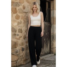 Nap Kadın Rahat Kesim Geniş Paça Siyah Alt Eşofman