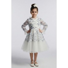 Mnk Baby & Kids Kız Çocuk Ispanyol Kol Tül Detaylı Kabarık Etekli Özel Gün Düğün Elbisesi M00793