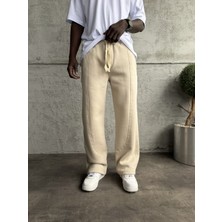 KağanKY Bej Dikiş Detaylı Baggy Eşofman