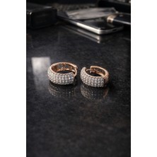 Solène  Vip Zirkon Taşlı Rose Gold Halka Küpe