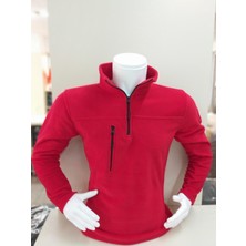 Kırmızı Fermuar Detaylı Polar Swearshirt