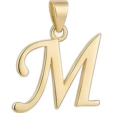 Hakan Mücevherat M Harfi El Yazısı 14 Ayar Kolye Ucu