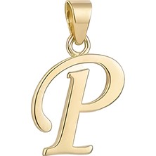 Hakan Mücevherat P Harfi El Yazısı 14 Ayar Kolye Ucu