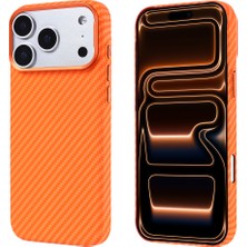 Case 4u Apple Iphone 17 Pro Max Kılıf M-Safe Şarj Özellikli Karbon Fiber Görünümlü Nekst Kapak Turuncu
