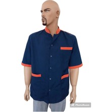 Lacivert Turuncu Detaylı Aşçı Ceketi