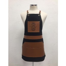 Siyah Gold Deri Detaylı Boydan Antik Iş Önlüğü