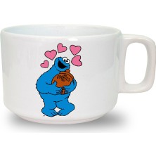 Hediyara Kurabiye Canavarı Baskılı Seramik Beyaz Kahve Kupası