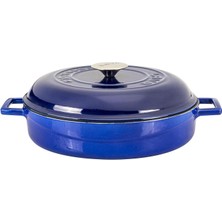 Delixa Metal Premium Serisi - Döküm Çok Amaçlı Tencere, Yuvarlak, 28 Cm, Majolik Mavi, Kubbe Kapak