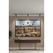 Safir Design Lüks Mavi ve Bej Peribacası Kapadokya ve Balon Manzarası Duvar Sanatı | Modern Çerçeveli Tablo