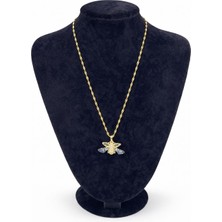 Pangu Altın Renk Renkli Taş Detaylı Arı Figürlü Çelik Kolye