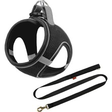 Delixa Air Mesh 2'li Bundle Set Kedi Köpek Göğüs Tasması + Köpek Gezdirme Tasması/kayışı (Siyah, 3xs)