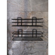 Delixa Alper Banyo Yapışkanlı Siyah 2 Adet Tek Katlı Düz Şampuanlık Tş01, Delmeye Son, Matkap Vida Yok