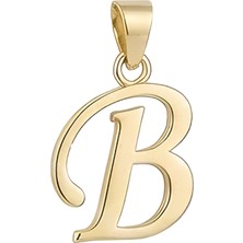Hakan Mücevherat B Harfi El Yazısı 14 Ayar Kolye Ucu