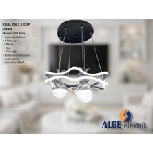 Alge Avize Kral Tacı 3 Top Siyah Modern LED Avize