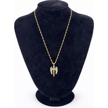 Pangu Altın Renk Çelik Melek Kanadı Kolye