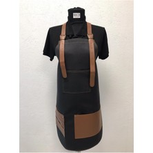 Füme Deri Cep Detaylı Boydan Antik Iş Önlüğü