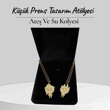 Yağmur Ateş ve Su Sevgili Arkadaş Kadın Erkek Kolye Gold Altın Renk Hediye Sevgililer Gününe Özel