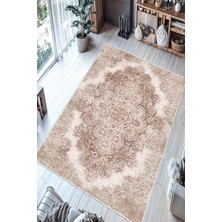 Pelura Halı Vintage Eskitme Desenli Dijital Baskılı Yıkanabilir Kaymaz Şönil Halı Salon Oturma Odası Halısı Mutfak Halısı Yolluk