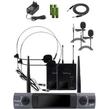 Westa WM-202T Çift Yaka+Headset Telsiz Mikrofon Seti (2 Yaka + 2 Headset) Kablosuz Mikrofon