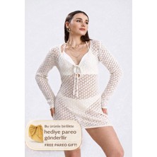 Yuga Knitting Ajurlu Triko Kadın Plaj Elbisesi