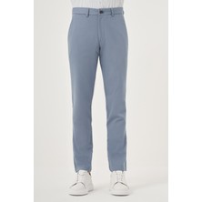 Morven  Erkek A. Mavi Yazlık Pamuk Yan Cep Slim Fit Chino Pantolon